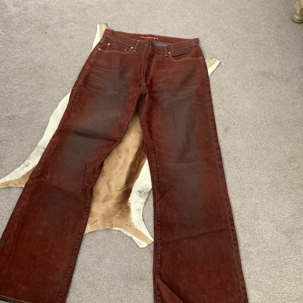 Mens suede bootcut distressed couture jeans Size~34~32. NWOT